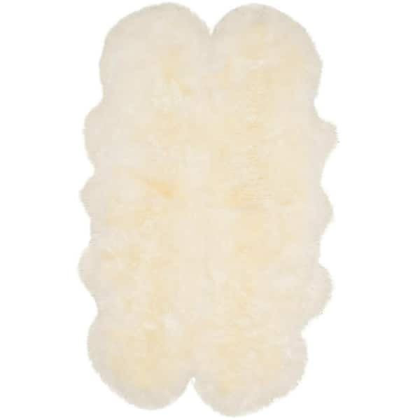 SAFAVIEH Sheep Skin White 4 ft. x 6 ft. Solid Gradient Area Rug
