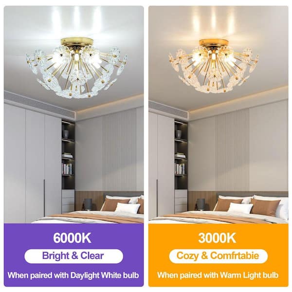 GMGSROM 20 in. 6-Light Modern Metal Flower Flush Mount Ceiling