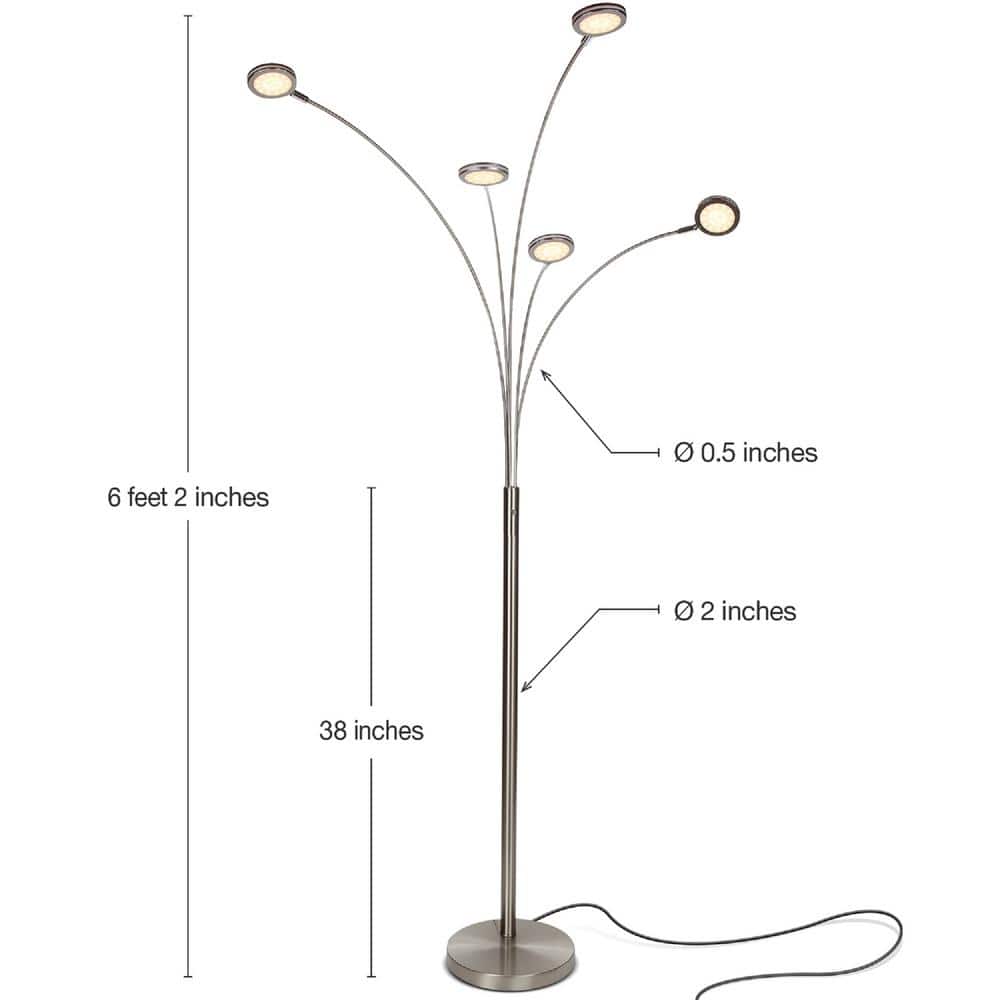 Celestial Nickel 74" LED Floor Lamp with 5 Adjustable Arms