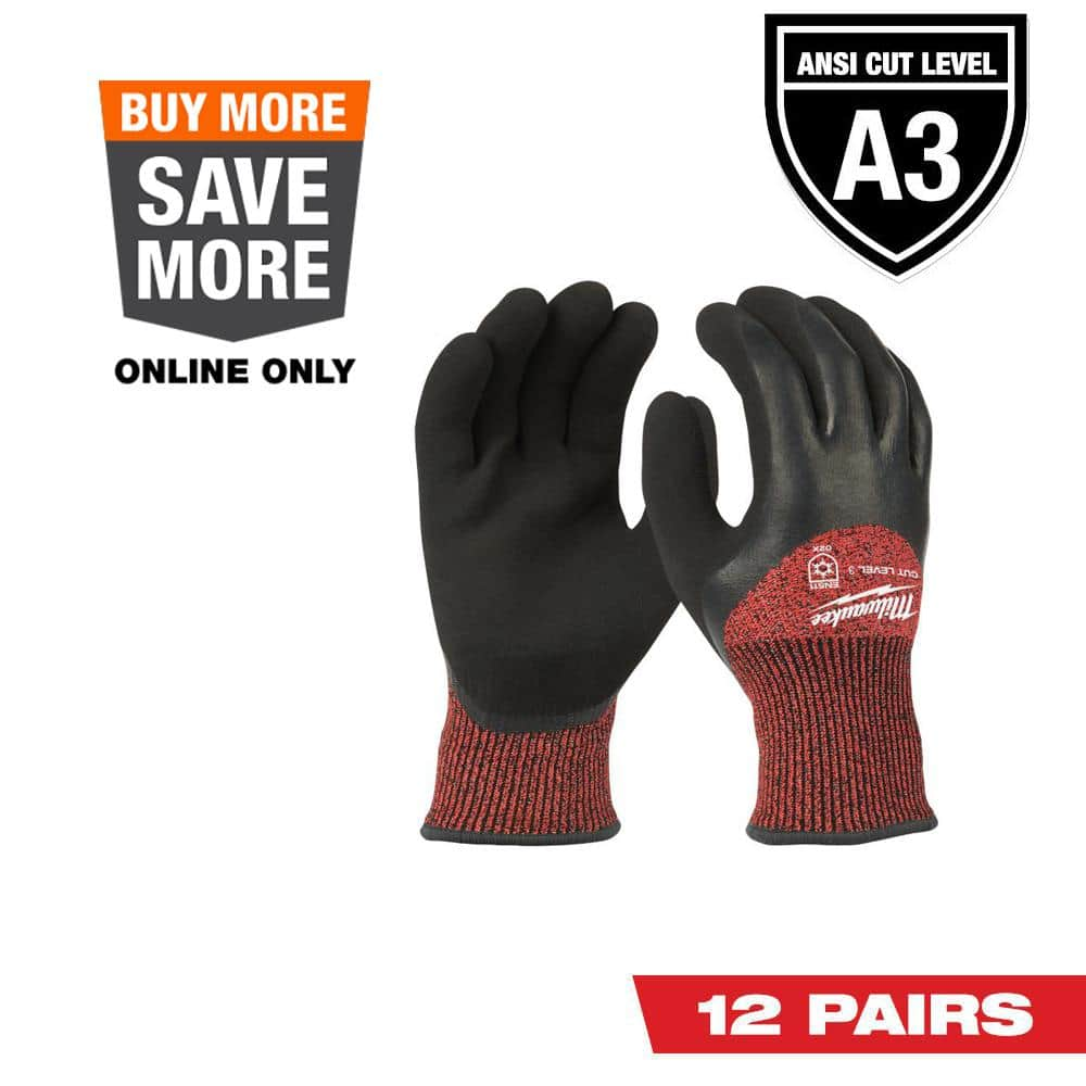 Milwaukee XX-Large Red Latex Level 3 Cut Resistant Insulated Winter Dipped Work Gloves (12-Pack)