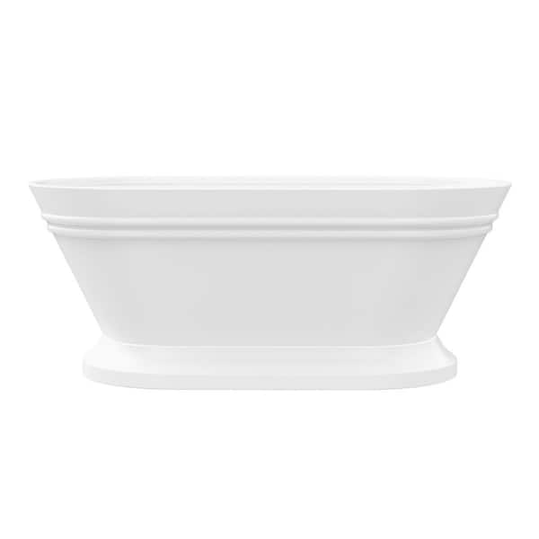 Versailles 59 in. x 29.5 in. Acrylic Flatbottom Freestanding Soaking Bathtub with Center Drain in White/Polished Chrome