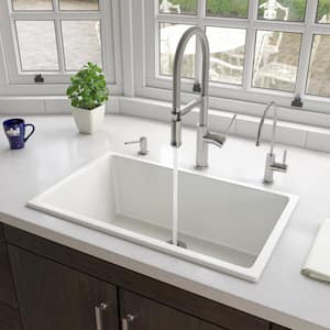 Fireclay 30 in. Single Bowl Undermount Kitchen Sink in White