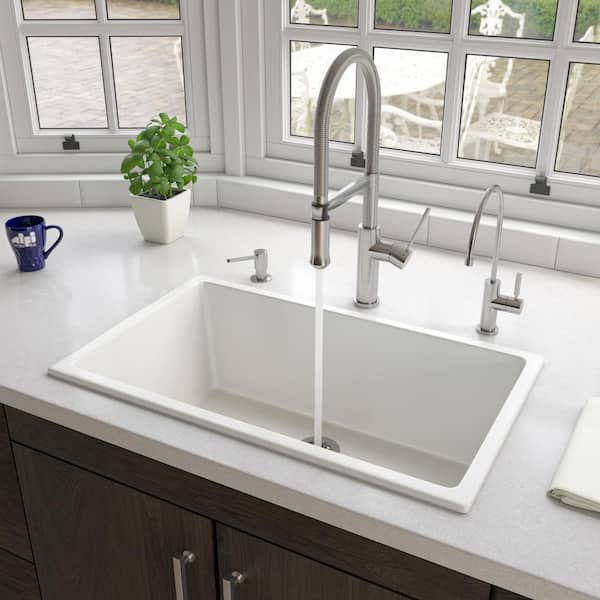 Fireclay 30 in. Single Bowl Undermount Kitchen Sink in White