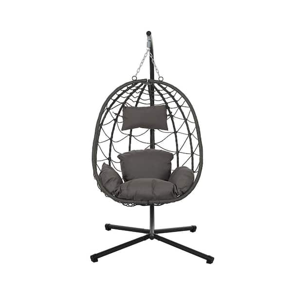 Boosicavelly 1-Person Steel Patio Swing with Dark Grey Cushions