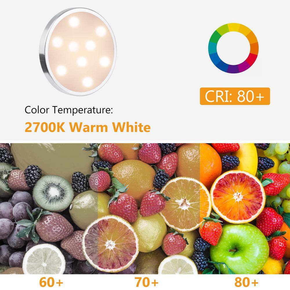 Warm White Aluminum LED Under Cabinet Puck Light 2-Pack