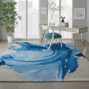 Symmetry Blue/Ivory 8 ft. x 10 ft. Abstract Contemporary Area Rug