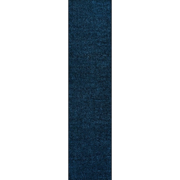 Haze Solid Low-Pile Navy 2 ft. x 14 ft. Runner Rug