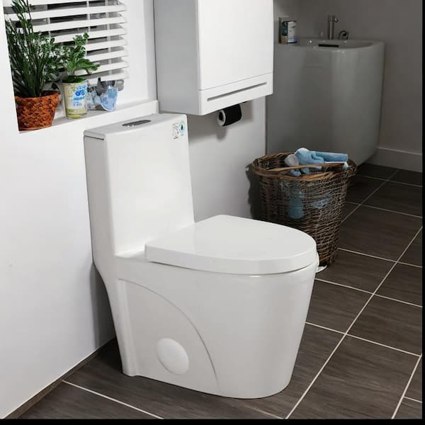 Unbranded 1-Piece 1.1/1.6 GPF Dual Flush Elongated Toilet in Glossy White