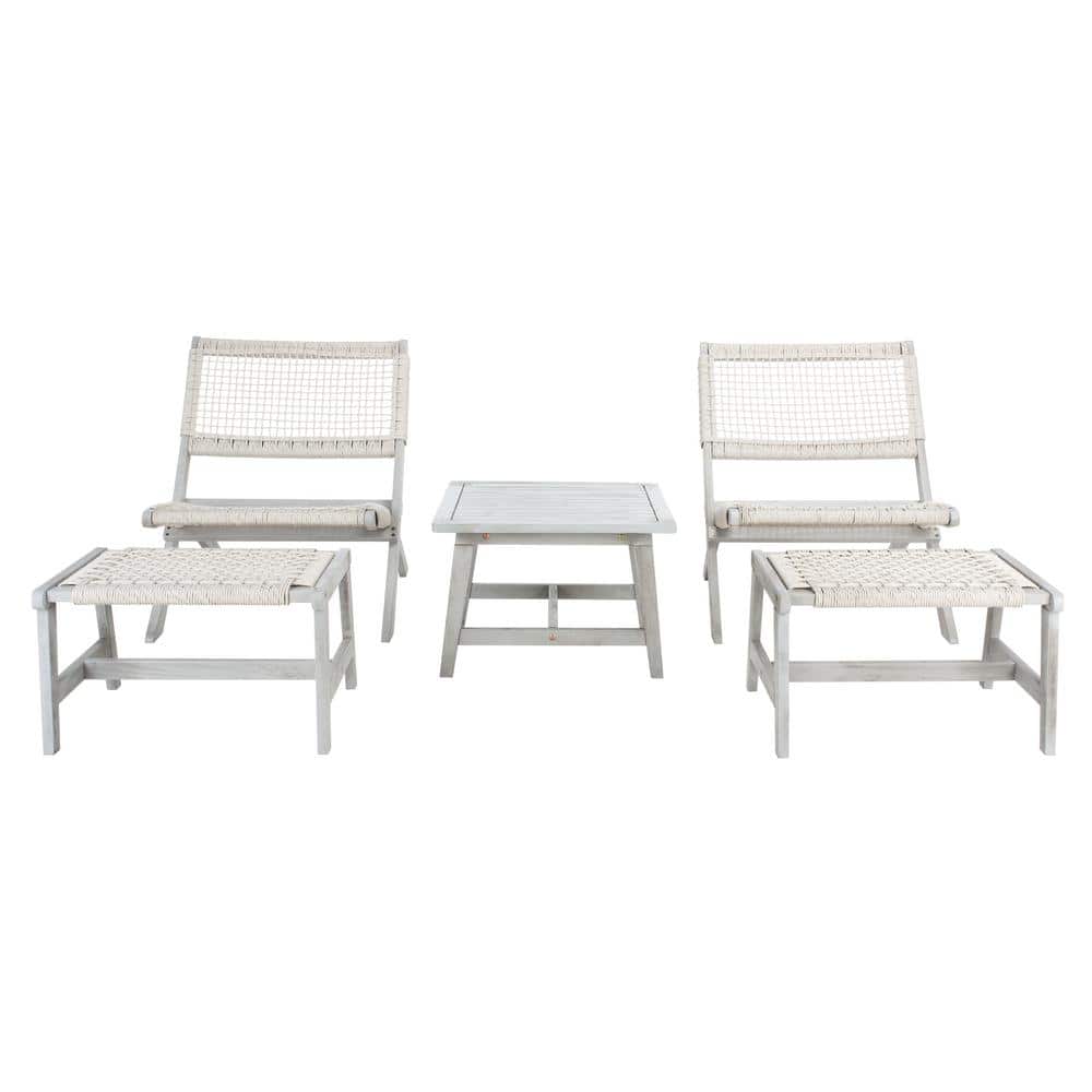SAFAVIEH Casella Gray 5Piece Acacia Wood Outdoor Lounge Chair Set