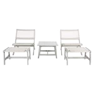 Casella Gray 5-Piece Acacia Wood Outdoor Lounge Chair Set without Cushion