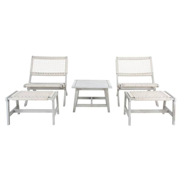 SAFAVIEH Casella Gray 5Piece Acacia Wood Outdoor Lounge Chair Set
