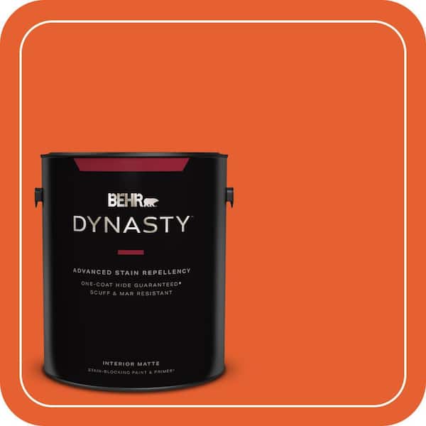 BEHR DYNASTY 1 gal. #S-G-230 Startling Orange Matte Interior Stain-Blocking Paint & Primer