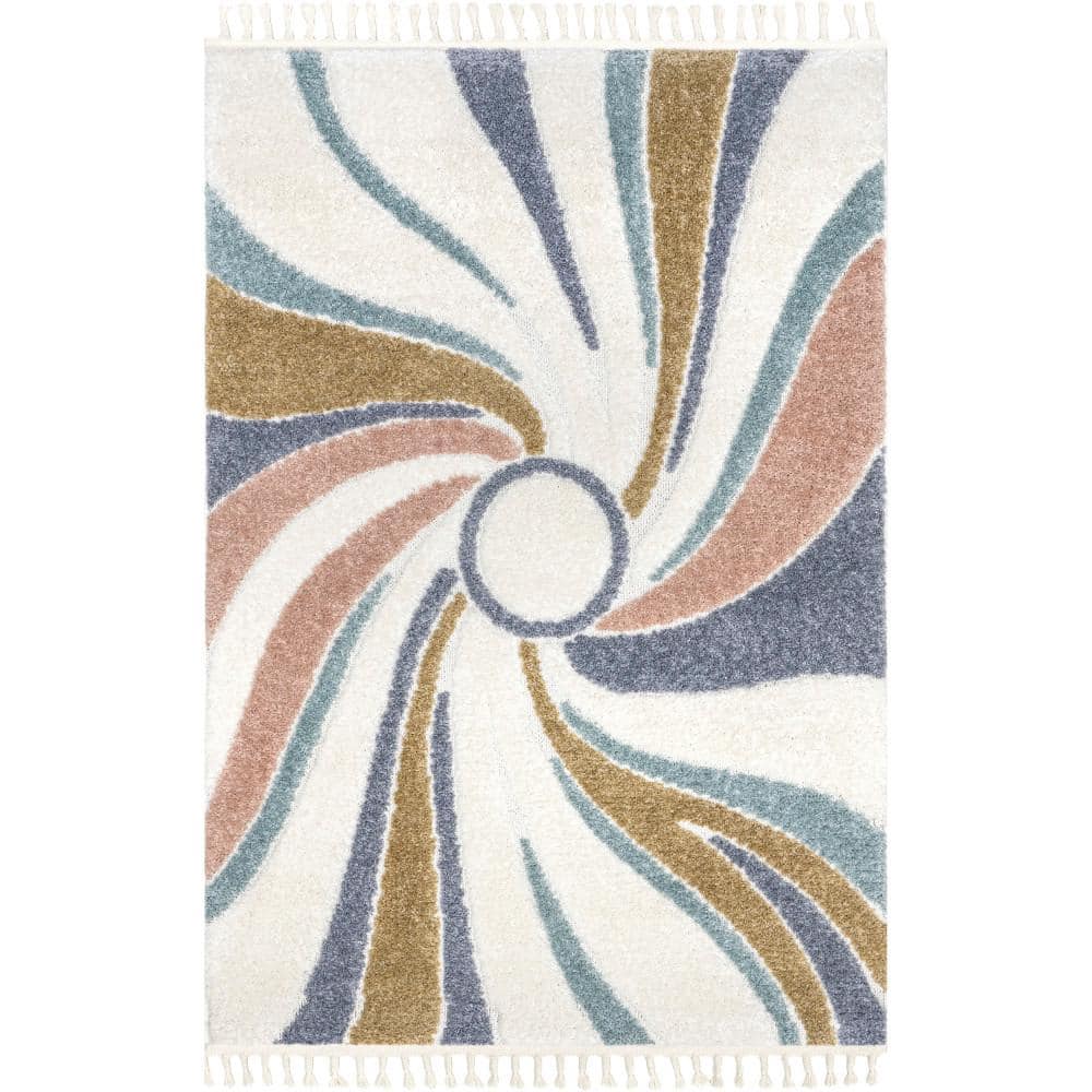 Flash Furniture Willow High-Low Pile Swirled 8' x 10' Turquoise Area Rug - Olefin Accent Rug