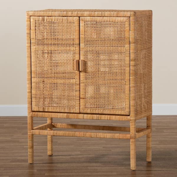 Madura Wooden and Rattan Three or Four Drawer Storage Cabinet