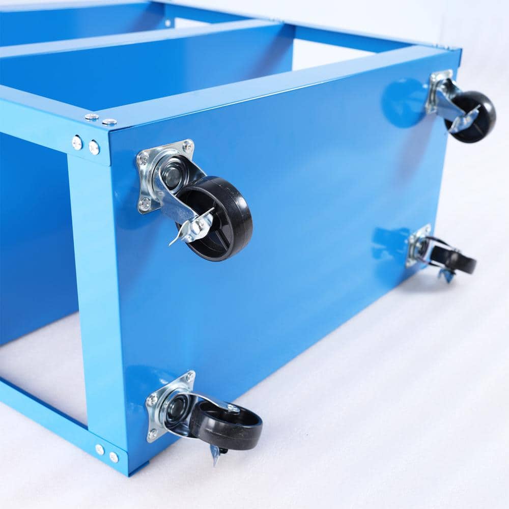 Blue 3-Tier Heavy Duty Steel Utility Cart with Lockable Wheels