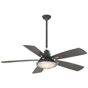 Groton 56 in. Integrated LED Indoor/Outdoor Sand Black and Weathered Steel Ceiling Fan with Light and Remote Control