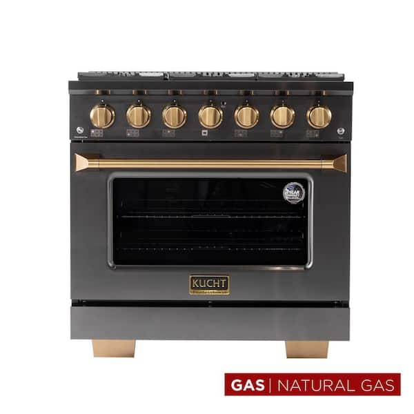 Gemstone Professional 36 in. 5.2 cu. ft. Natural Gas Range with Convection Oven in Titanium Stainless Steel
