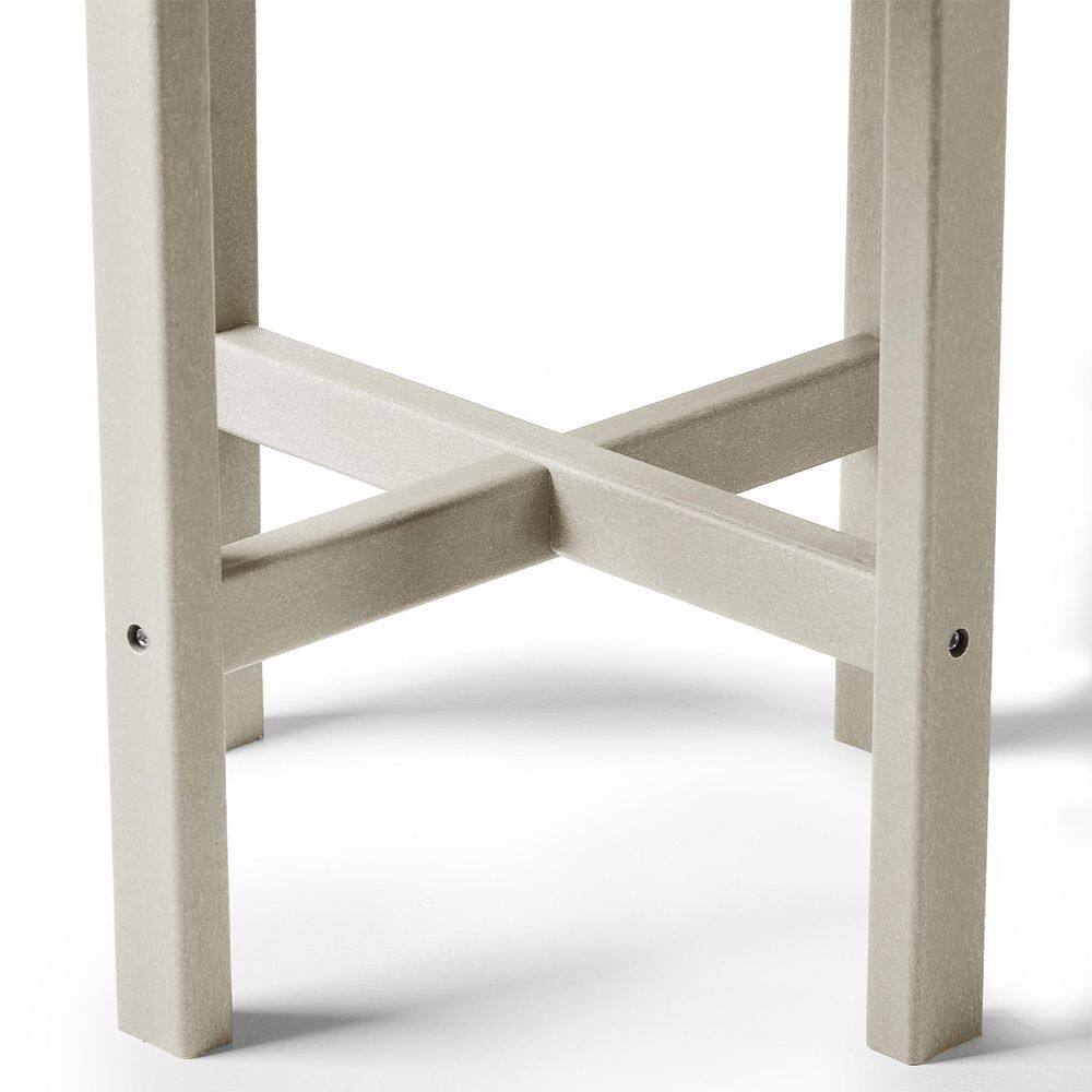 Beige 18" Round Polywood Outdoor Side Table