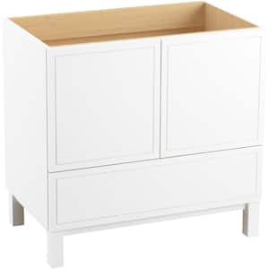 Jacquard 36 in. W x 22 in. D x 35 in. H Single Sink Freestanding Bath Vanity in Linen White with White Quartz Top