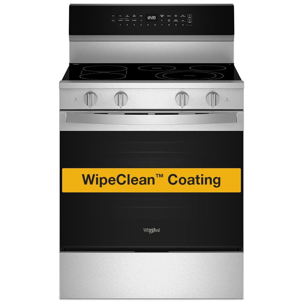 Whirlpool 30 in. 5-Element Freestanding Electric Smart Range in Fingerprint Resistant Stainless Steel with Air Cooking Technology