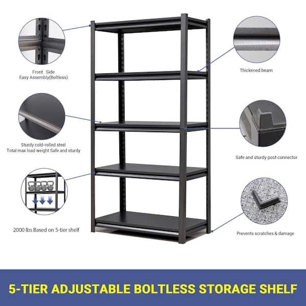 Safco Heavy duty Boltless Steel Shelving Unit 5 Tiers 72 Height x