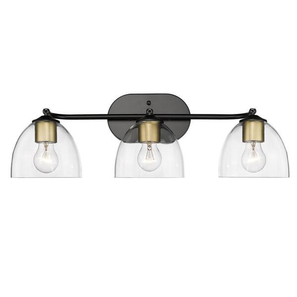 Golden Lighting - Roxie 3-Light Matte Black Clear Glass Semi-Flush Mount