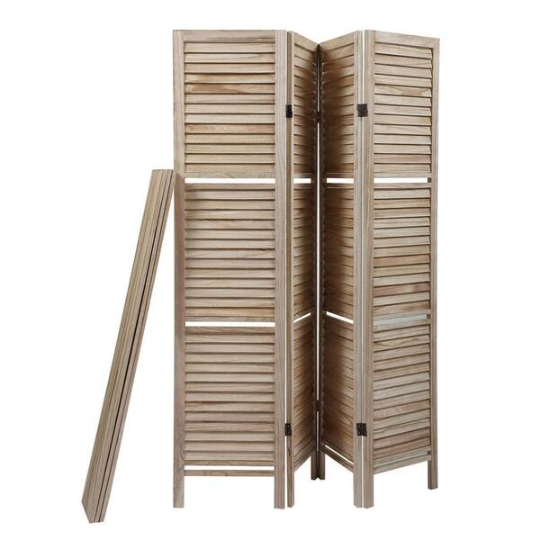 Tunearary Outdoor Sycamore Wood Foldable Screen with Shelves, 4 Panels Tunearary W104Pyx$P1 Outdoor Sycamore Wood Foldable Screen with Shelves, 4 Panels - 3