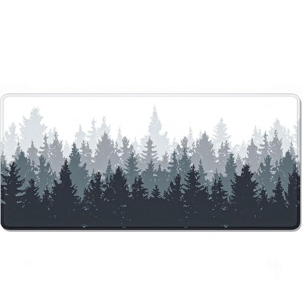 White Ink Misty Forest 35.4 x 15.7 in. Large Mouse Pad with Stitched Edges, 1-Pack