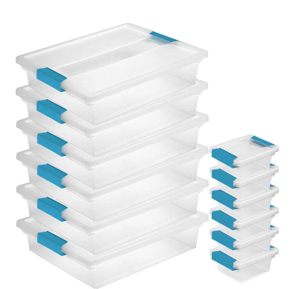 Sterilite Plastic Large Clip Clear (6 Pack) and Mini Clip Storage