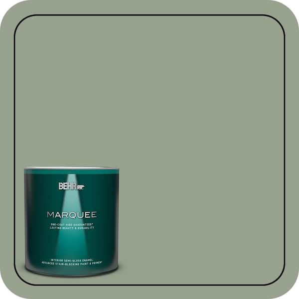 BEHR MARQUEE 1 qt. #N390-4 Bitter Sage One-Coat Hide Semi-Gloss Enamel Interior Paint & Primer