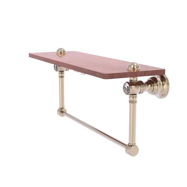 Allied Brass Carolina Crystal 22 in. W x 7 in. H x 5.54 D Wood Rectangular Shelf in Antique Pewter with Integrated Towel Bar
