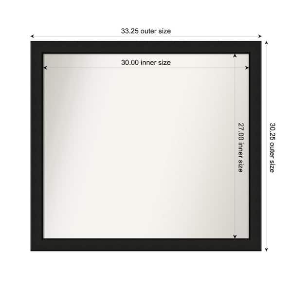 Amanti Art Midnight Black Narrow 33.25 in. x 30.25 in. Custom Non-Beveled Wood FramedBathroom Vanity Wall Mirror