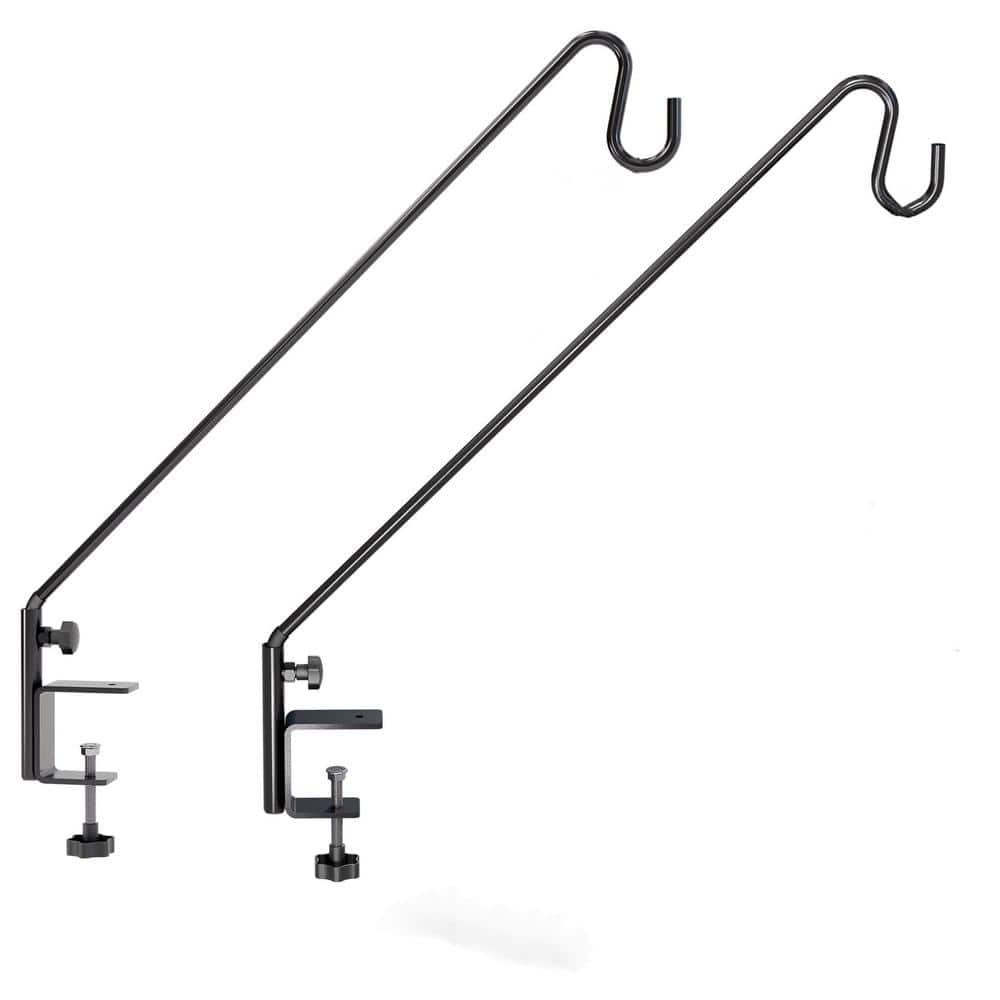 28 in. Steel Shepards Hooks for Outdoor, Bird Feeder Hanger for Railing (2