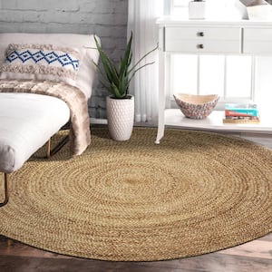 Finn Boutique Tonal Gray 8 ft. x 8 ft. Round Organic Jute Area Rug