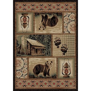 Brown 8 ft. x 10 ft. Woven Animal Print Rectangle Hearthside Cabin Hideaway Lodge Area Rug