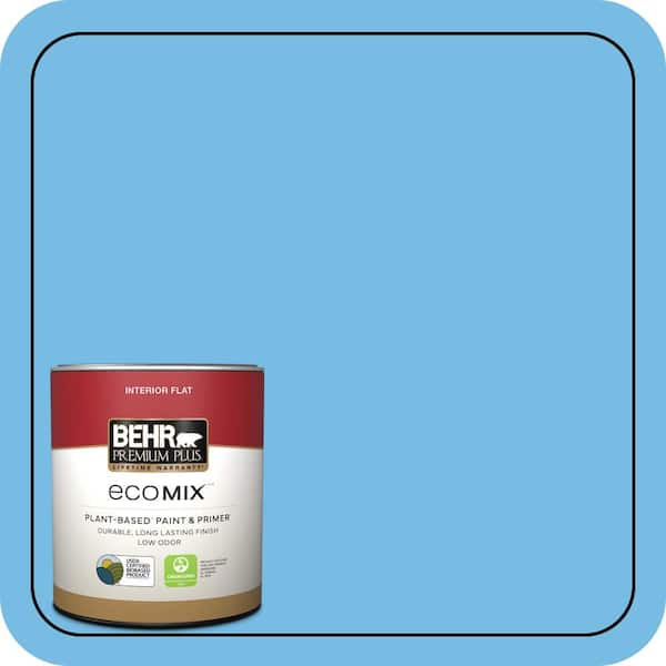 1 qt. #550B-4 Costa Rica Blue Flat EcoMix Plant-Based Interior Paint & Primer