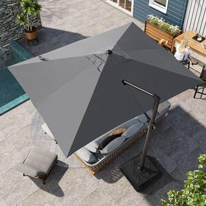 13 ft. x 10 ft. Rectangular Heavy-Duty Aluminum 360-Degree Rotation Cantilever Patio Umbrella in Dark Gray