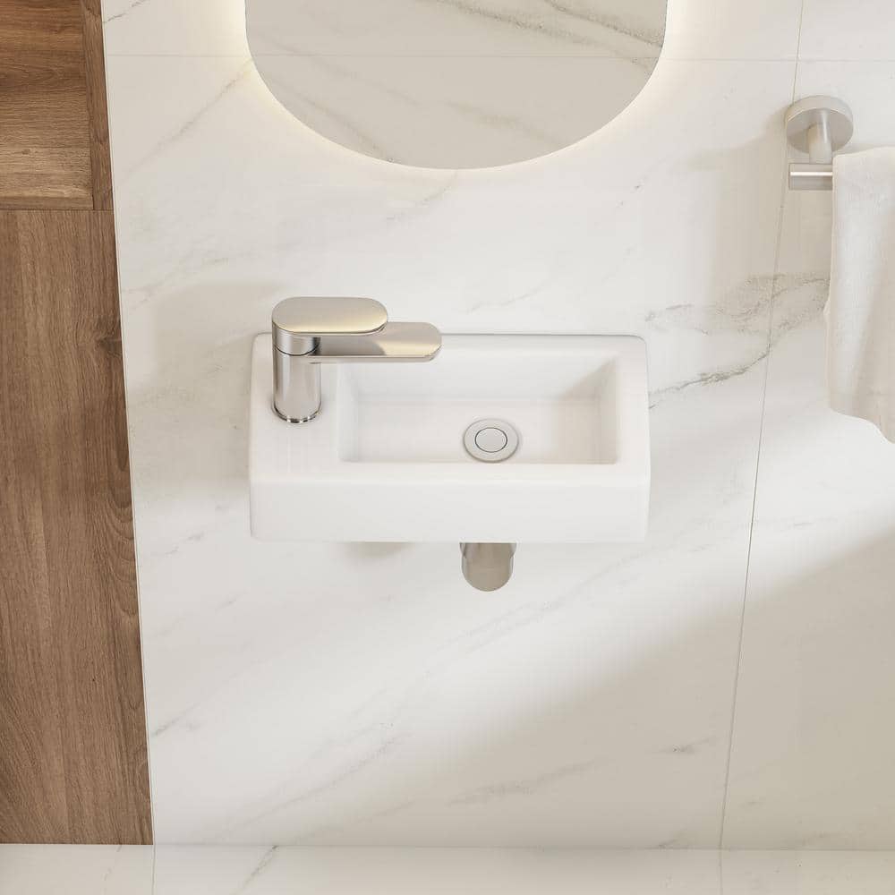 Turner 14" x 7" White Ceramic Rectangular Wall-Mount Bathroom Sink