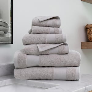 6-Piece Light Gray Ultra Soft Cotton Bath Towel Set