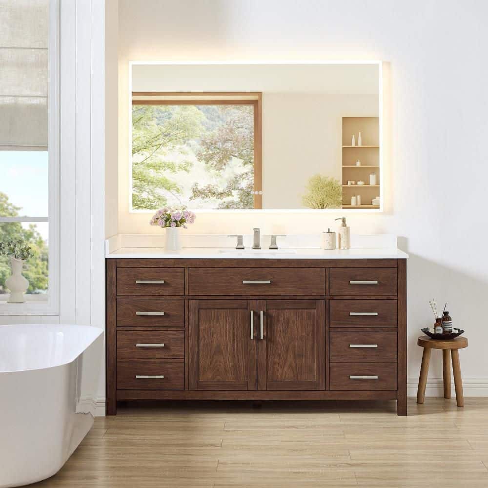 Beckett 66 in. Single Freestanding Dark Walnut Bath Vanity with Top price history on PriceWatchPro