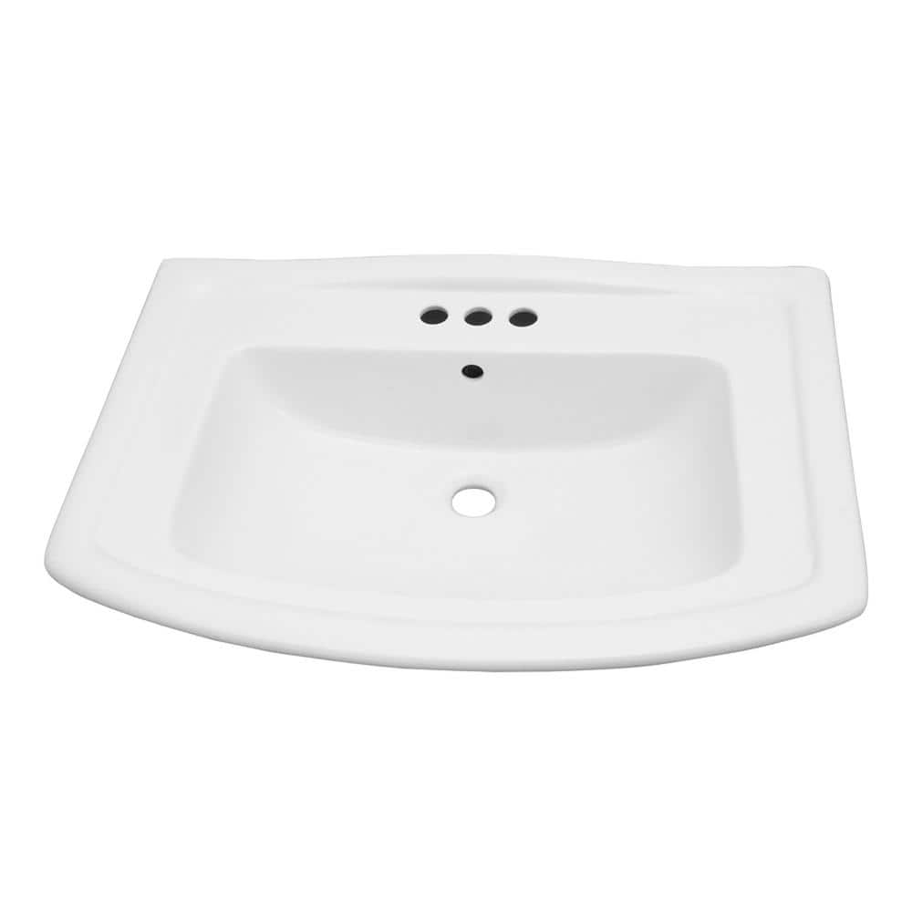 Classic White Ceramic Pedestal Bathroom Sink with Overflow
