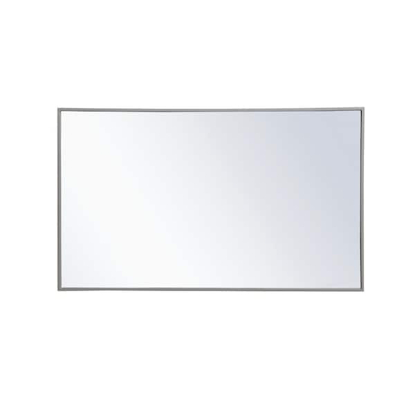 Unbranded Timeless Home 24 in. W x 40 in. H x Midcentury Modern Metal Framed Rectangle Grey Mirror