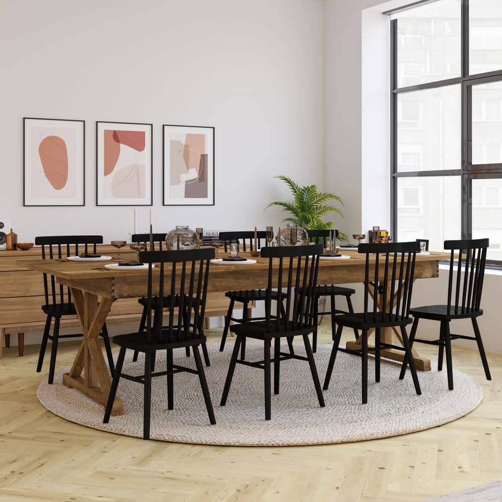 Antique Rustic Wood 40.25 in. Trestle Dining Table Seats 10+
