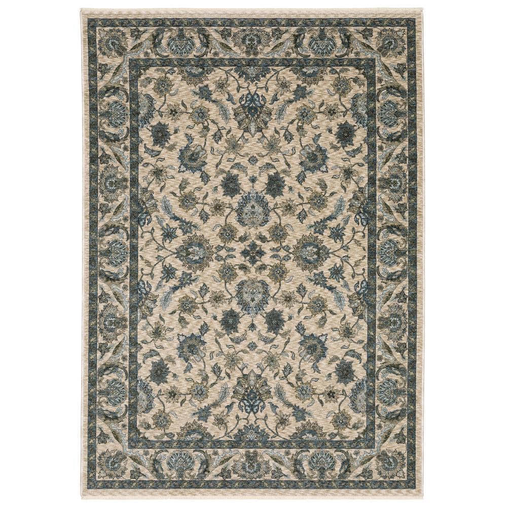 Averley Home Ambrose Beige Blue 7 Ft X 10 Ft Traditional Persian