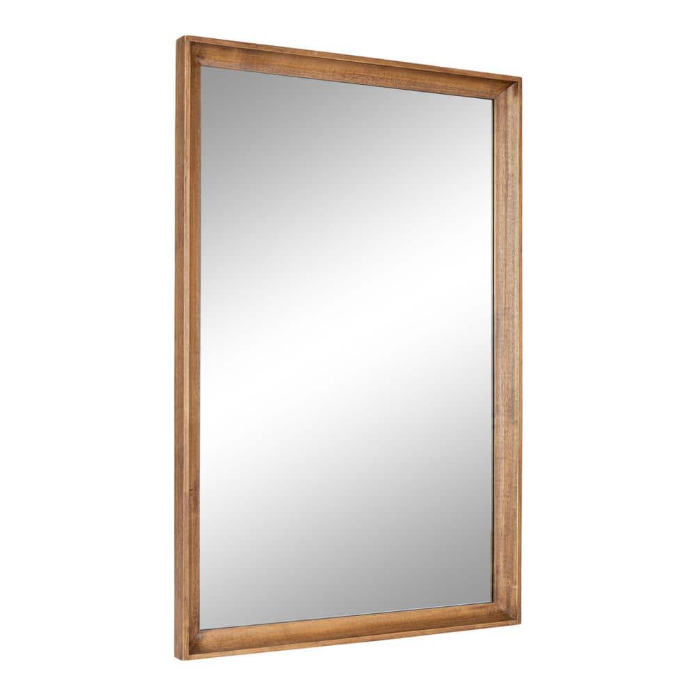 Rustic Brown Rectangular Wooden Wall Mirror 24" x 36"