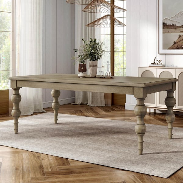 Carrin Light Washed White Wood 78 in. 4-Legs Dining Table (Seats-6)