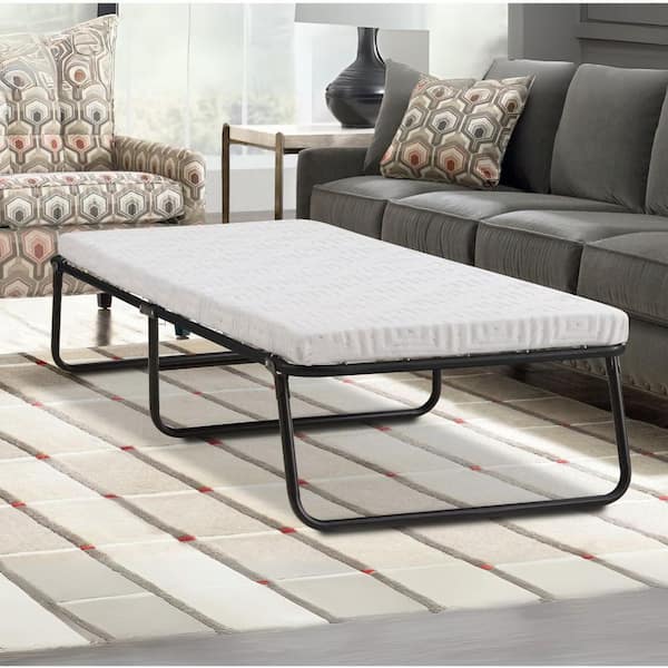 Henredon Folding Foldaway Guest Bed with Cooling Gel Lux Foam Mattress, Twin Steel Frame