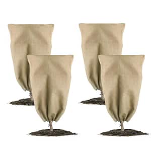 40 in. x 32 in. Burlap Winter Plant Cover Bags Freeze Protection with Rope (4-Pack)