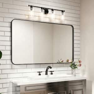 60 in. W x 36 in. H Rectangular Aluminum Framed Wall Bathroom Vanity Mirror in Black