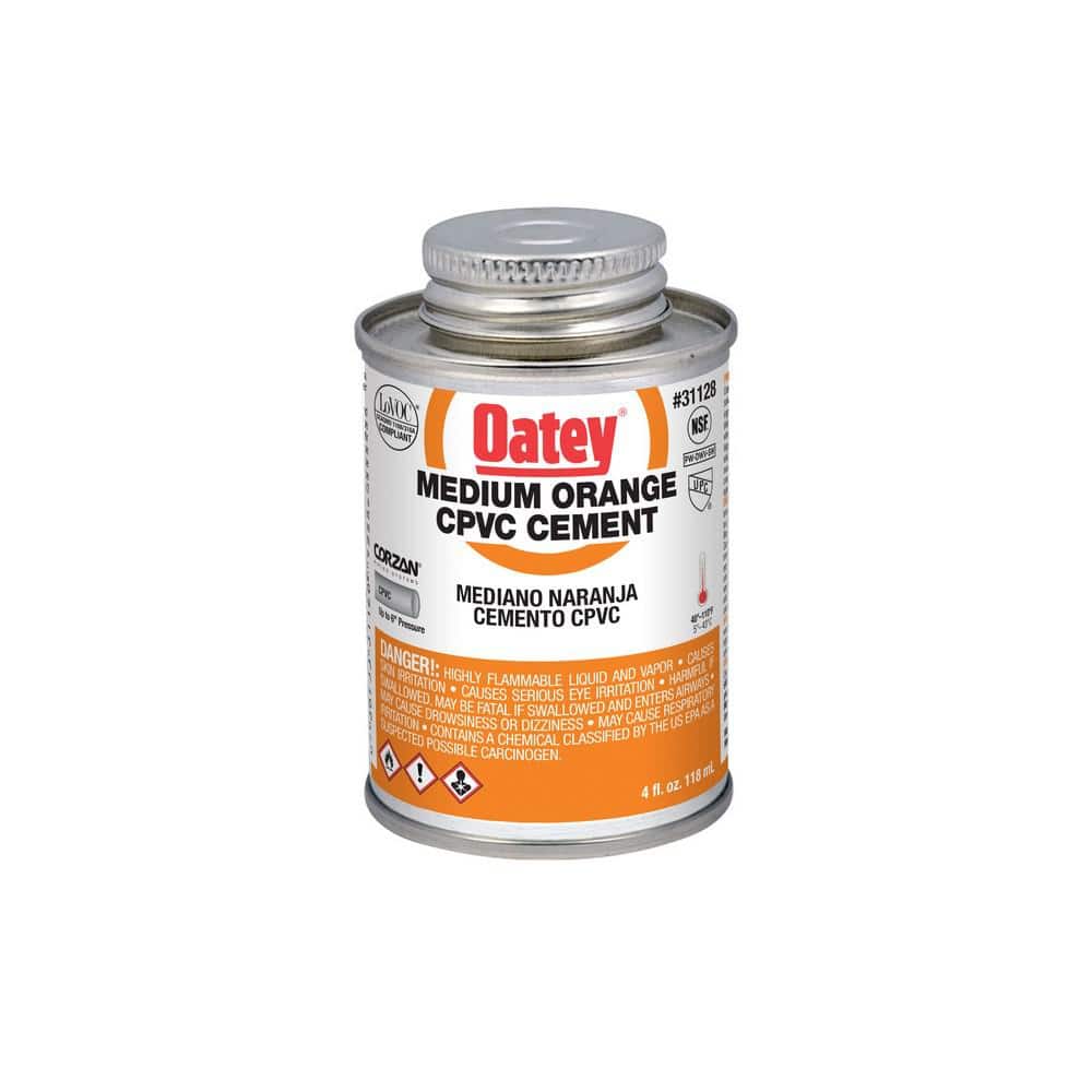 Oatey 4 oz. Medium Orange CPVC Cement 31128 The Home Depot